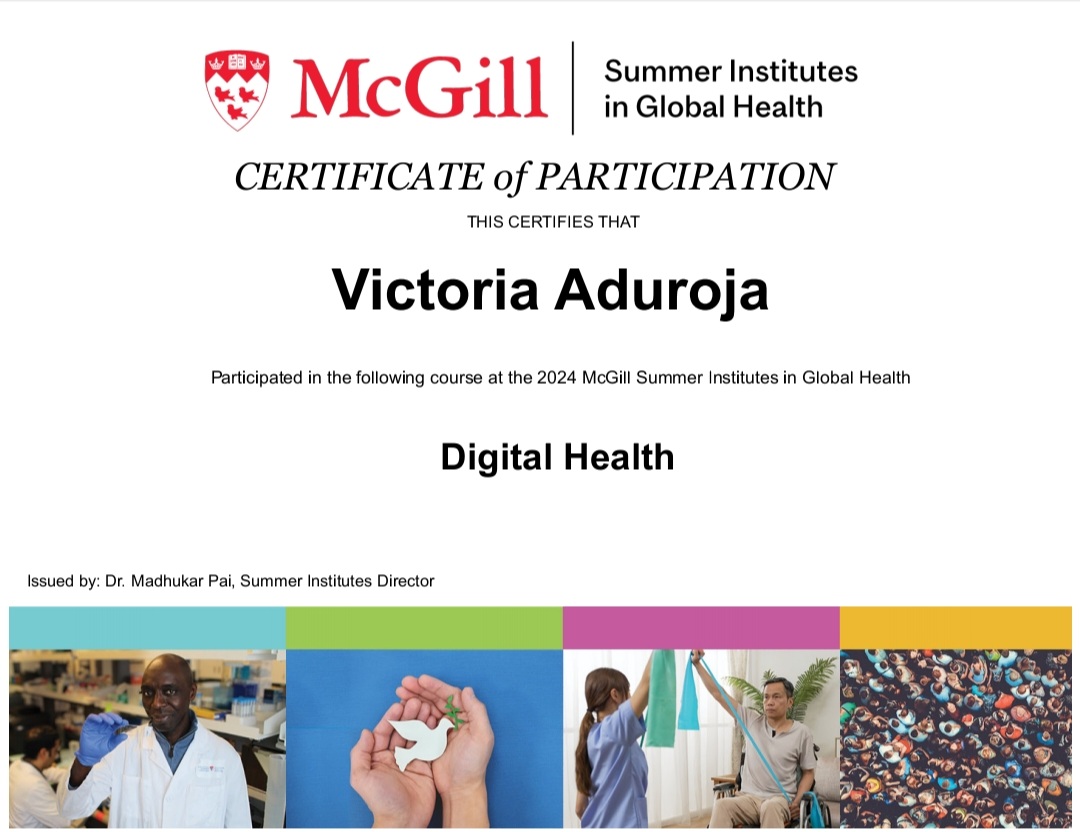 AdurojaVictoria's tweet photo. I am eager to announce that I participated virtually in the summer courses by @mcgillu Summer Institutes in Global Health. It was such an enlightening summer course which reaffirmed my interest in global health law. https://t.co/1kVzUpMlFQ