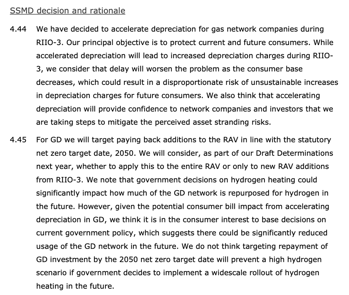 Huge but under-appreciated issue: As gas demand is expected to fall what do we do with the gas grid? 

Regulators increasingly consider accelerated depreciation of gas pipes. This means paying off the gas grid early to avoid stranding of assets in the future and allow for