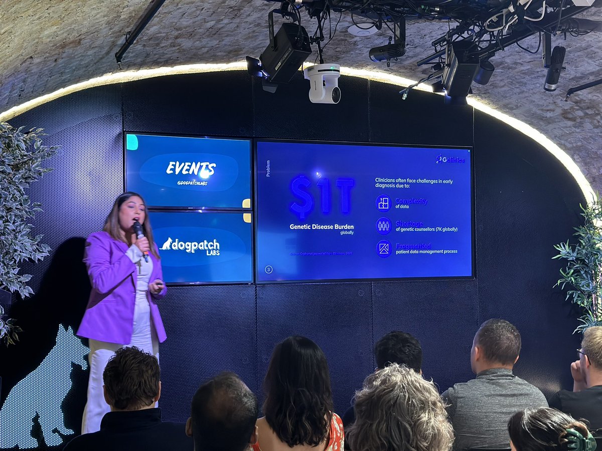 NDRC_hq's tweet photo. @Neptuneforkids Genomics expert @AuindrilaDas is aiming to democratise access to genetic data with @gCLINICSworld and bridge the gap between patients, clinicians and genomic services. It’s been a big week for Auindrila - who just announced onstage that they were approved for €100k PSSF funding https://t.co/rKjsN9dhac