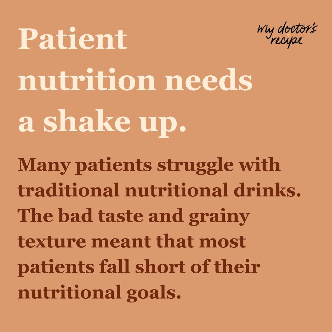 MyDrsRecipe's tweet photo. In our research there was only 20% uptake of traditional nutritional drinks (Ensure/ Fortisip). Patients just don't like the taste or texture of them. That's why we created My Doctor's Recipe - a range of natural products with just a handful of ingredients, enriched with DJK+®. https://t.co/SZoRLVD7Ek