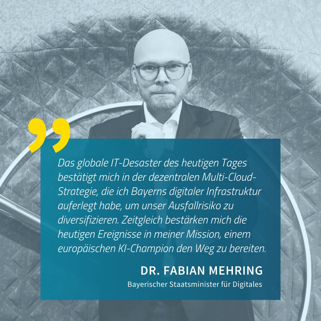 📢 Der weltweiter IT-Ausfall zeigt: Eine stabile digitale Infrastruktur ist in unserer zunehmend digitalen Welt einfach unerlässlich! Wir müssen darum alle Kräfte bündeln, um diesen existenziellen Herausforderungen besser begegnen zu können.

@FabianMehring : „Das globale