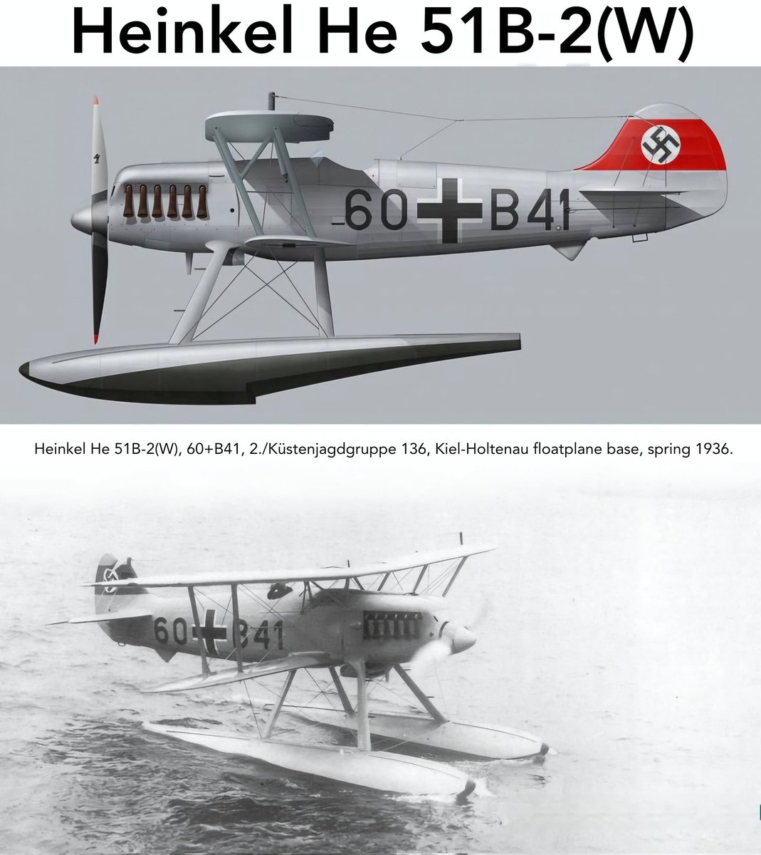 RyukyuanRipper's tweet photo. #FloatplaneFriday The He 51B-2(W) was a German WWII floatplane fighter equipped for catapult launching with racks for up to six 10kg bombs and two 7.92mm machine guns It featured a BMW VI 7.3Z V12 engine with 750hp, a max speed of 200mph , and a range of 310 miles. https://t.co/VLGSdyJmsE