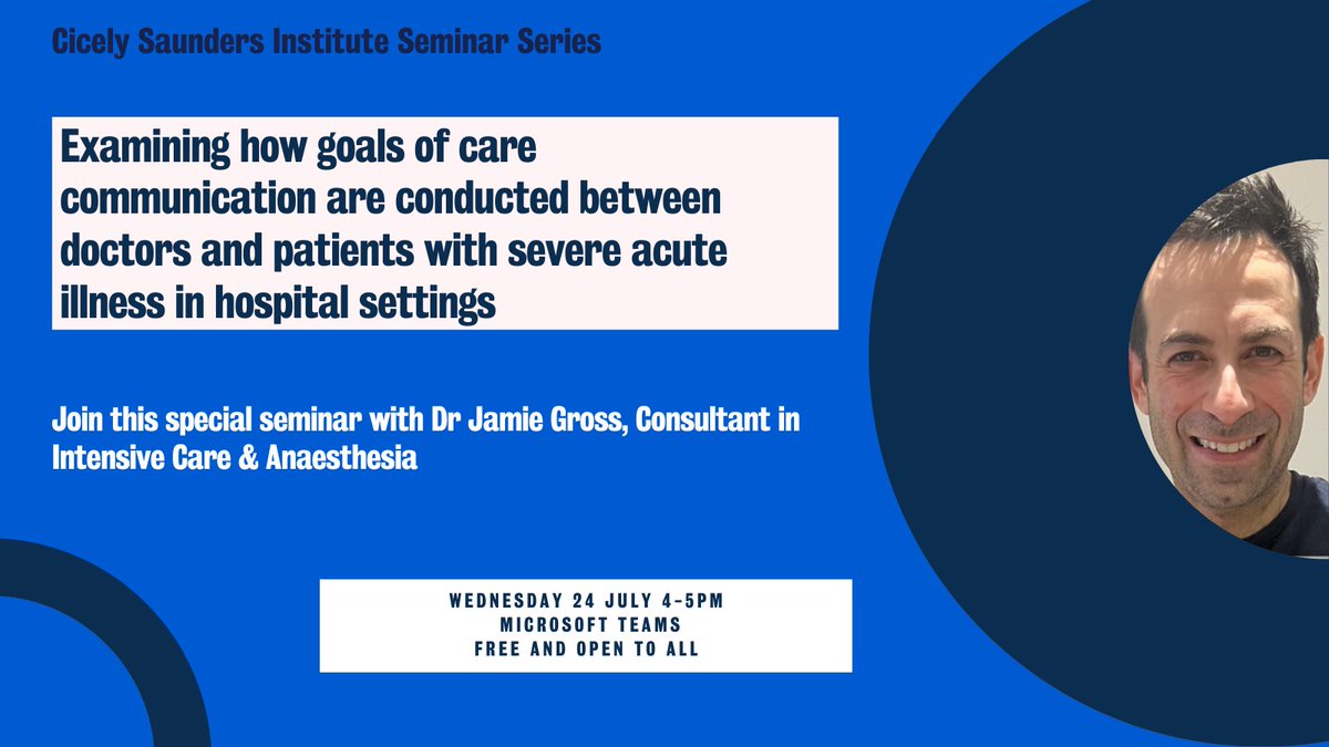 Join us on the 24th of July for our CSI Open Seminar delivered by Dr Jamie Gross, Consultant in Intensive Care &amp; Anaesthesia. The event is hosted virtually via Microsoft Teams. Sign up for FREE here: buytickets.at/facultyofnursi…