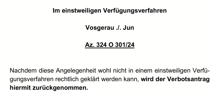 Anwalt_Jun's tweet photo. *** Nachricht vom Gericht in eigener Sache ***
1. Vosgerau gibt Verbotsantrag gegen mich auf
2. Landgericht Hamburg sieht keine unwahre Tatsache in meinem Beitrag zum #Correctiv-Prozess
3. Justiz unterbindet #SLAPP - ich bleibe.
4. Remigration von Staatsbürgern war sehr wohl Thema in Potsdam und ist ekelhaft
5. Ein kollegialer Appell