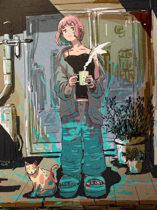 不機嫌な隣人 drawing with ibisPaint (1.0h)
