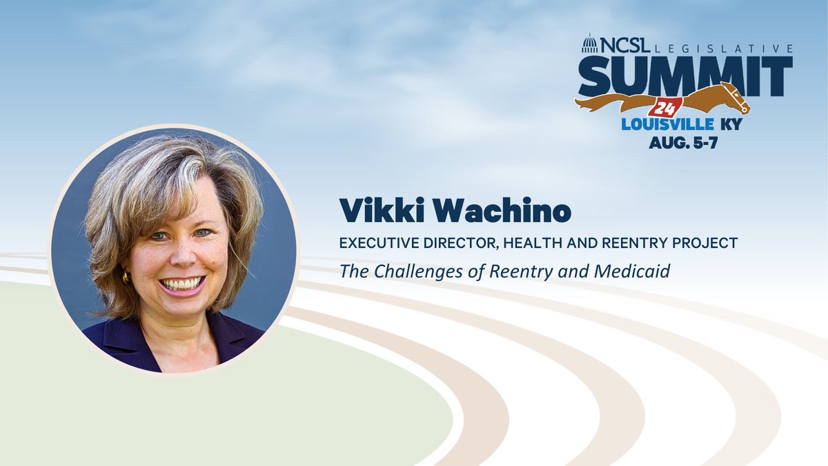 NCSLorg's tweet photo. SPEAKER ANNOUNCEMENT: Vikki Wachino is the founder and executive director of the Health and Reentry Project, an initiative to improve the health of people returning to communities after leaving jails and prisons.

For more info or to register: https://t.co/JbJoOZ0DWq #NCSLsummit https://t.co/iCP5iZq7jP