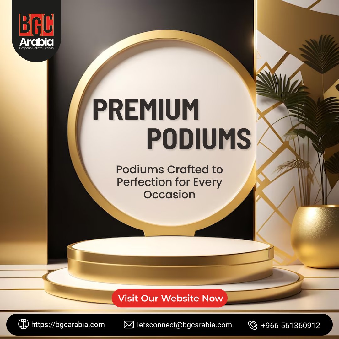 BGCArabia's tweet photo. Stand tall and shine with #BGCArabia’s #PremiumPodiums! Whether it's a #Conference, #Seminar, or #SpecialEvent, our #Podiums blend functionality with elegance. 👉Let's make your #Stage unforgettable. ✨
🌐https://t.co/HOPTOve8x2
#PodiumDesign #Jeddah #Riyadh #SaudiArabia #Saudi https://t.co/lL1IlVs0XC