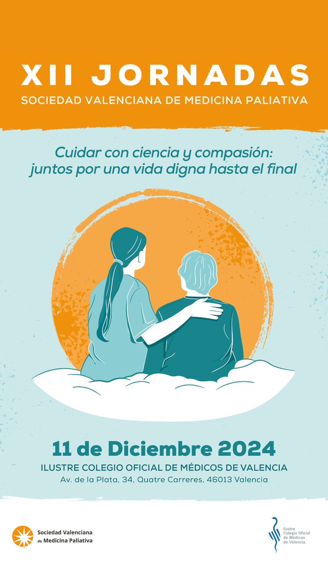 SVMPaliativa's tweet photo. Ya podemos anunciar que el 11 de diciembre celebraremos las XII Jornadas de la SVMP en el Ilustre Colegio Oficial de Médicos de Valencia.
Permanece atento a nuestros canales digitales para más información próximamente.
#MedicinaPaliativa #CuidadosPaliativos #SVMP https://t.co/E0FH4zsf7v