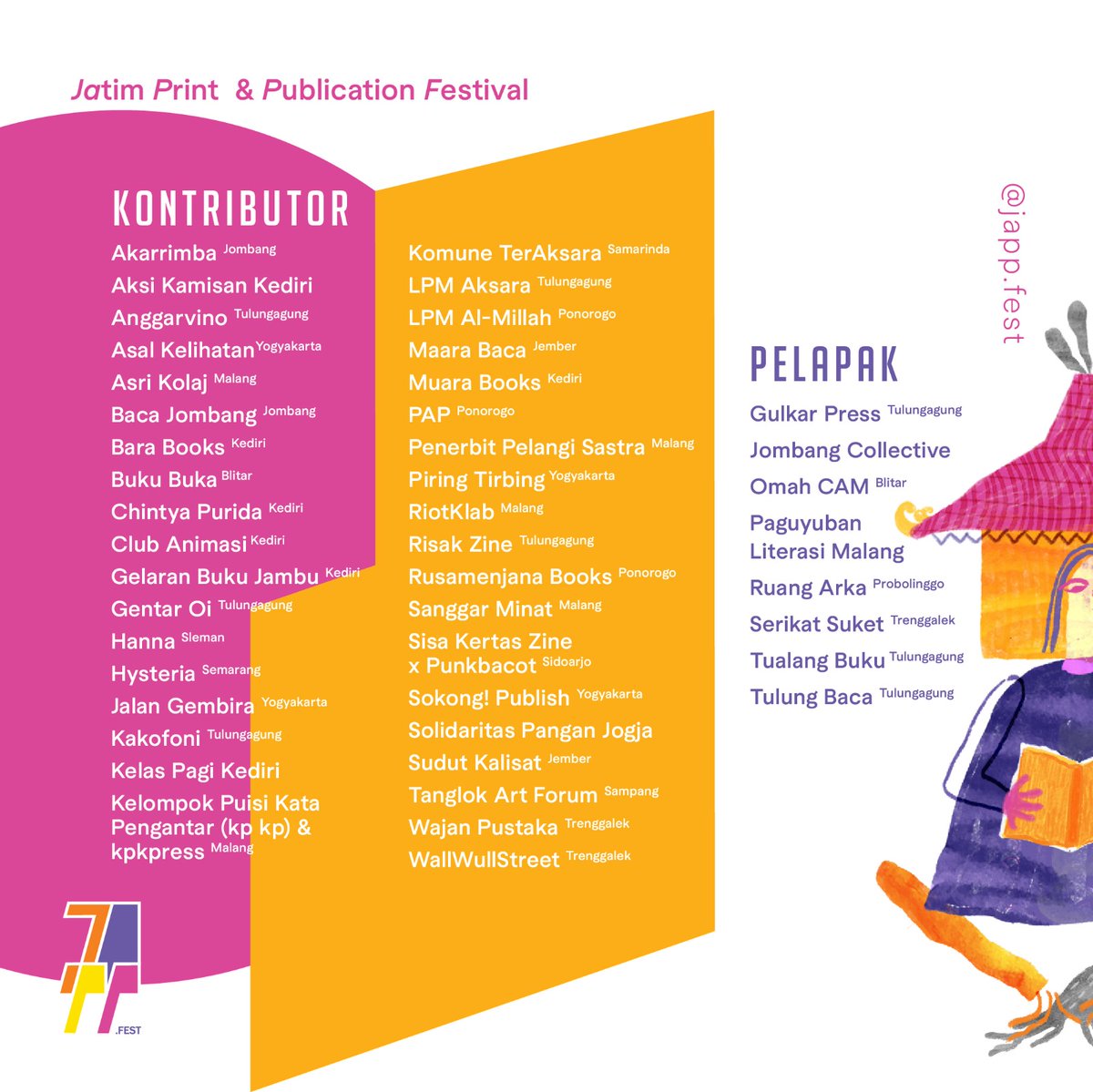 rusamenjana's tweet photo. Sampai jumpa di Jatim Print & Publication Festival. Wahahaha π¬β
#rusamenjana #jappfest #rusamenjanabooks https://t.co/KFvFlDuIt6