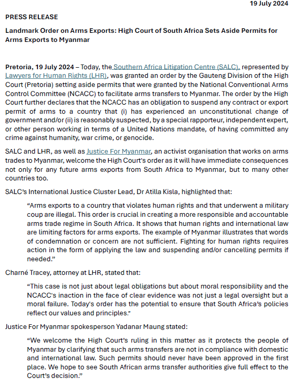Follow_SALC's tweet photo. @JusticeMyanmar @PVamplify Full joint press statement by @Follow_SALC @LHR_SA @JusticeMyanmar available here: https://t.co/ydniZbj0Bf https://t.co/ySOwwGlY20
