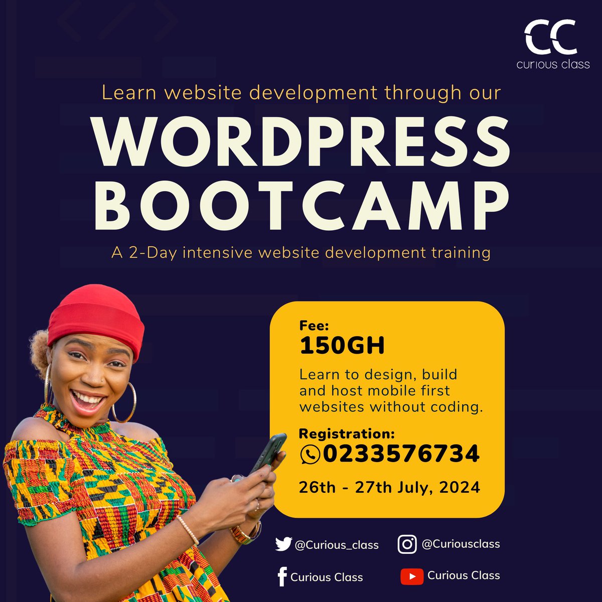 curious_class's tweet photo. It’s that time of the year again 🥳 time to learn a new skill to help you earn money and take on new opportunities. Sign up for our #WordPress Bootcamp at https://t.co/363NB0l4Cb today!! Our tutor has over 10 years experience building websites with Wordpress. 

#curiousclass https://t.co/IQKOCTAcs3