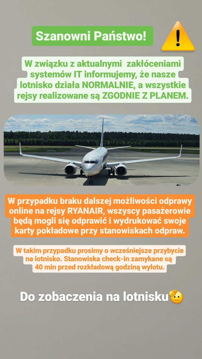 SzczecinAirport's tweet photo. ❗️Ważna informacja dla pasażerów.
#LatamzeSzczecina #SZZWAW #SZZKRK #SZZLPL #SZZTRF https://t.co/LgFtnj21Gw