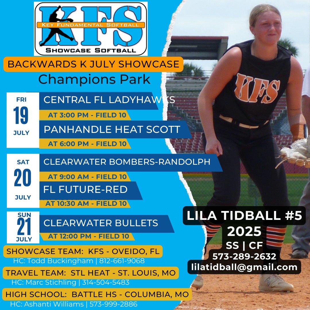 TidballLila's tweet photo. Come check out our amazing team at the @BackwardsKJax  July Showcase!  #KFSStrong

@coachbuck1976 @FSC_Softball @Coach_Aly_Bz  @coachkelsid @SEU_CoachWatknz  @EKinberger @CoachPetikS @Coach_Pickett08  @FloridaTechSB @SailfishSB https://t.co/7qmaMZMfMa