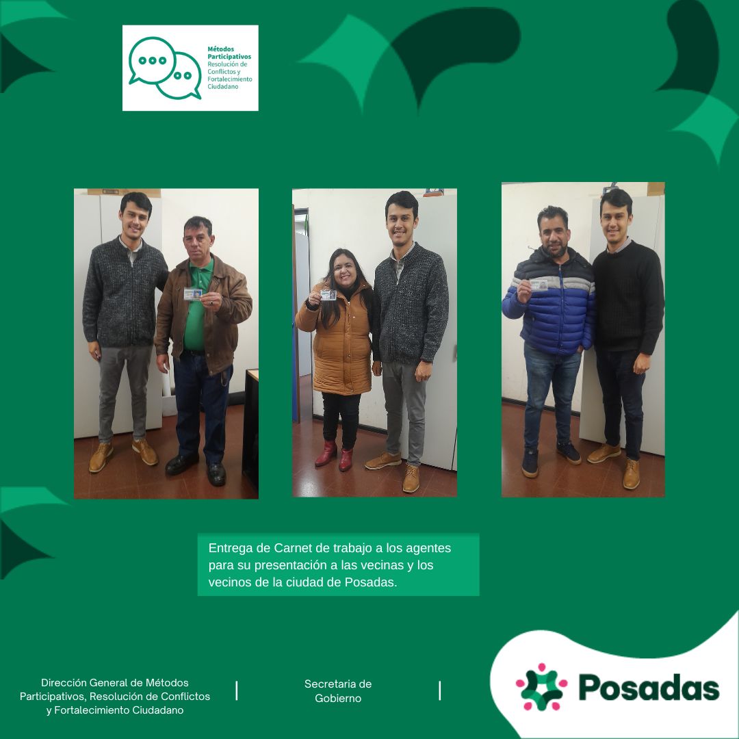 dirmetodos's tweet photo. A partir de ahora los agentes de la @dirmetodos podrán presentarse ante las vecinas y los vecinos de la ciudad de Posadas con su respectivo carnet de identificación de trabajo, logrando de esta forma transparencia y seguridad en las visitas que se realizan a los distintos barrios https://t.co/QrN9RwkSbL