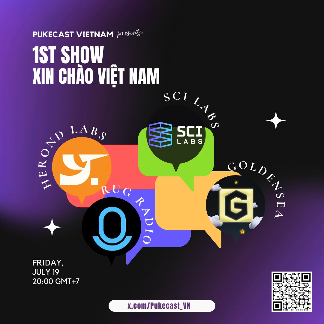 Pukecast_VN's tweet photo. Chúng tôi đang chuẩn bị những bước cuối cùng. Anh em nào chưa mở máy thì online dần vào chém gió hóng narrative mới cùng tụi tôi cho vui 😂 

Powered by @RugRadio 
Guests:
- Herond Labs
- SCI Labs
- GenZ Chơi Cryto

P/s: có phần thưởng nhé 👀 https://t.co/aAgKT0ucaq