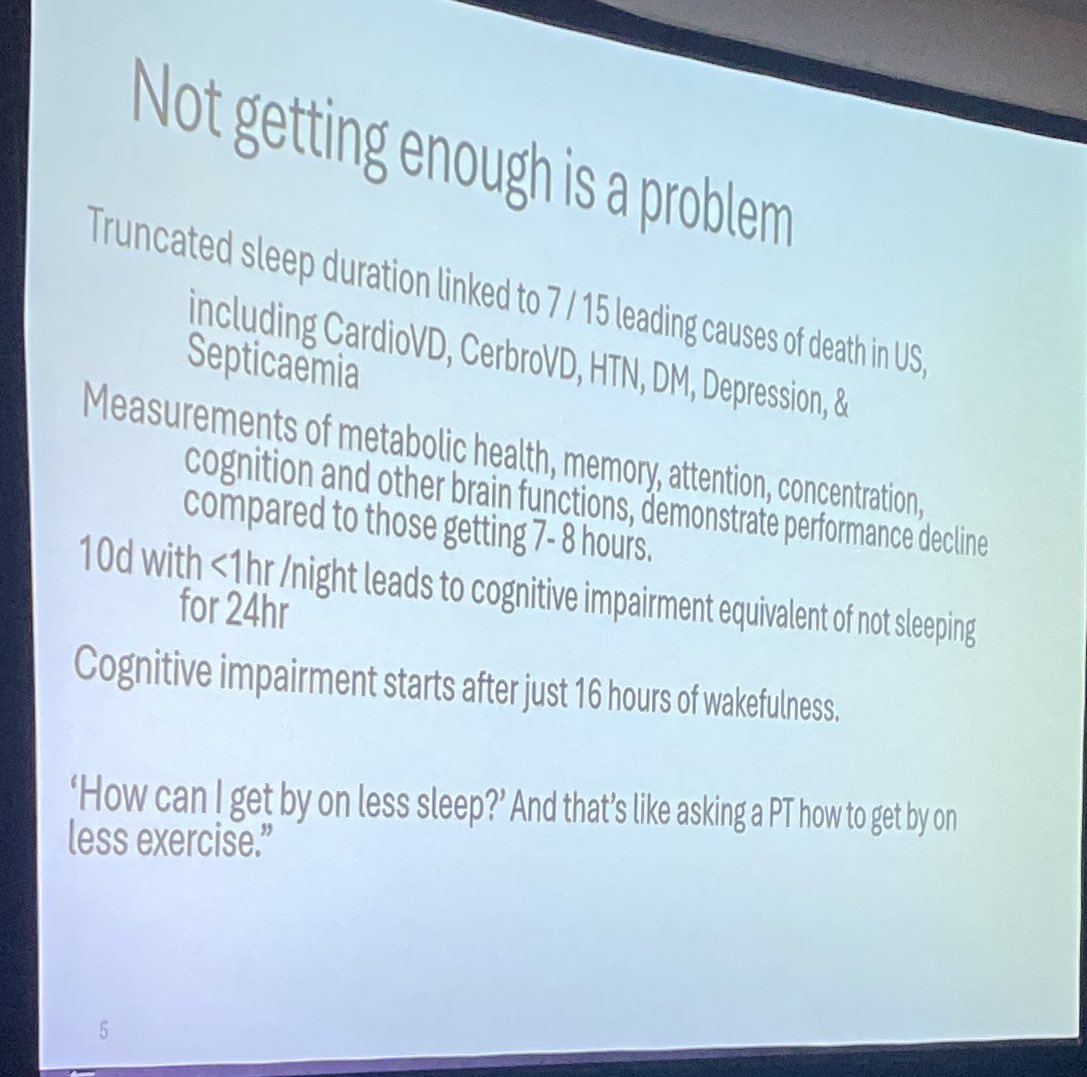 Getting enough sleep is a major issue and linked to disease process. Dr. Ready #BSWIMRPadre2024 #BSWHTemple_IMED
