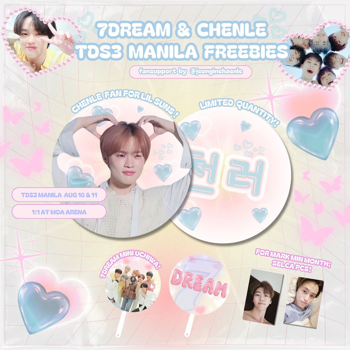 jeonginchaenle's tweet photo. ⋆˚࿔ chenle &amp; 7dream 𝜗𝜚˚⋆
     ⤷ fansupport by @jeonginchaenle 

₊˚⊹♡ 7dream mini uchiwa &amp;
        ⤷ selca pcs for markmin month
         
         𐙚♡ chenle fan for lil suns♡ 𐙚
   🩵show any chenle related item🩵

ᐠ. ꩜ like + rt for exposure ꩜ .ᐟ

#TDS3inManila https://t.co/jYPZQX4DSN