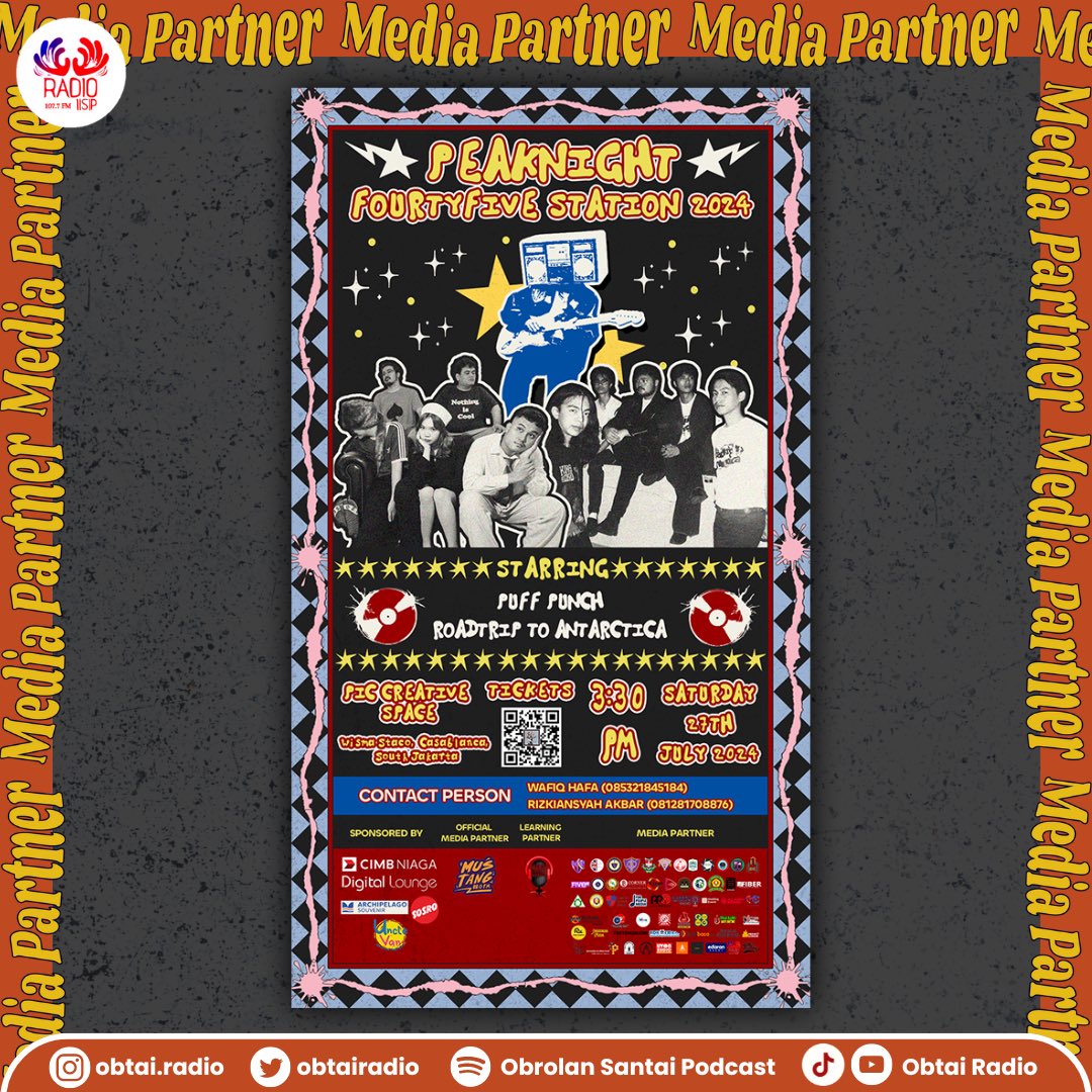 [PEAKNIGHT FOURTYFIVE STATION]

Are you excited for Peaknight Fourtyfive Station 2024?🤩

🗓️Saturday, 27th July 2024
📍Wisma Staco, Casablanca, South Jakarta
🖇️bit.ly/PEAKNIGHT2024R… 
💸IDR 49.000 
🗓️11th - 26th July 2024

Go to @fourtyfivestation on Instagram for more info💫