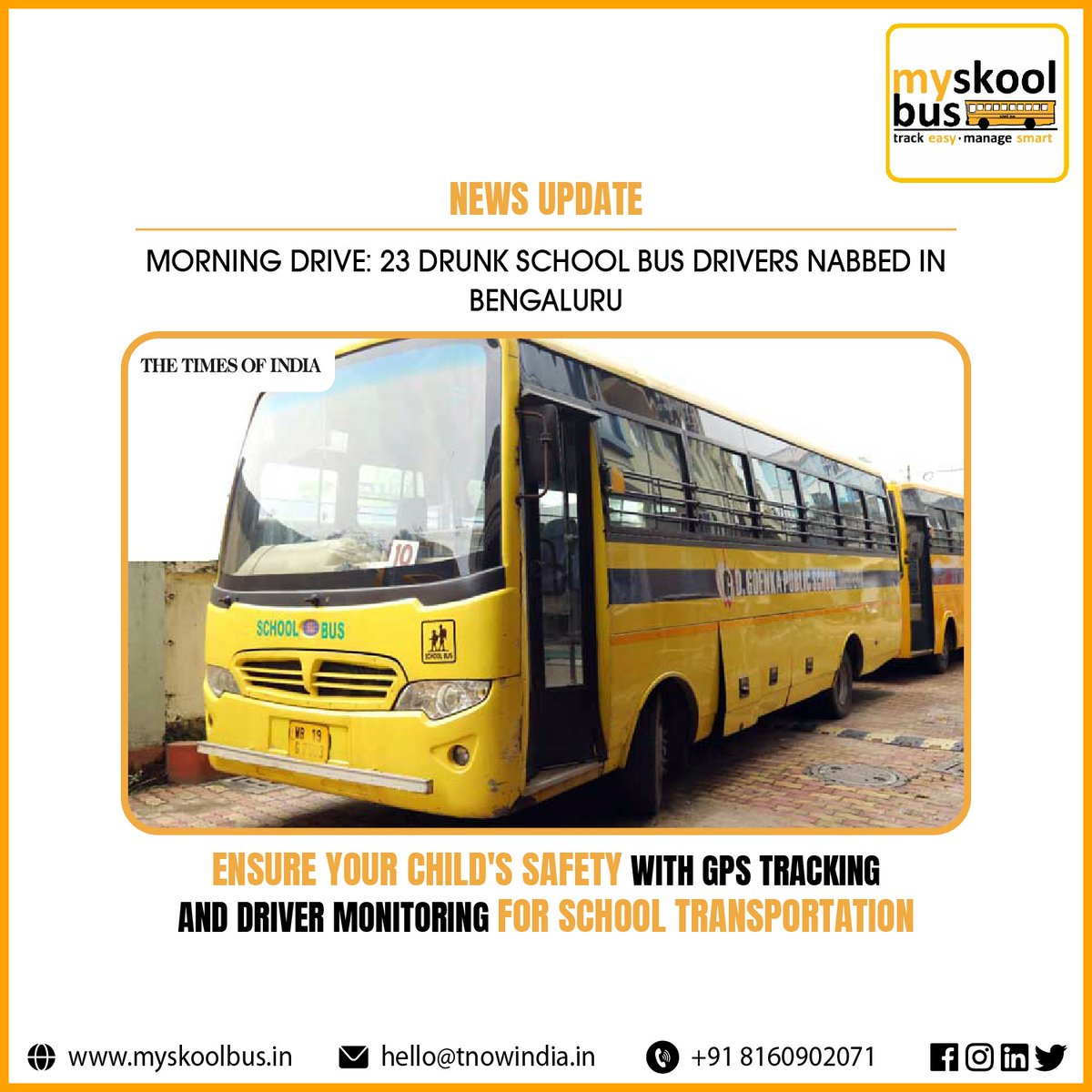 myskoolbus's tweet image. Ensuring the safety of schoolchildren must be our top priority. To prevent such incidents, adopting GPS tracking solutions can be highly effective
@myskoolbus  myskoolbus.in
#myskoolbus #tracknow #gpsmonitoring #driverbehavior #childsafety #drunkdrivingprevention