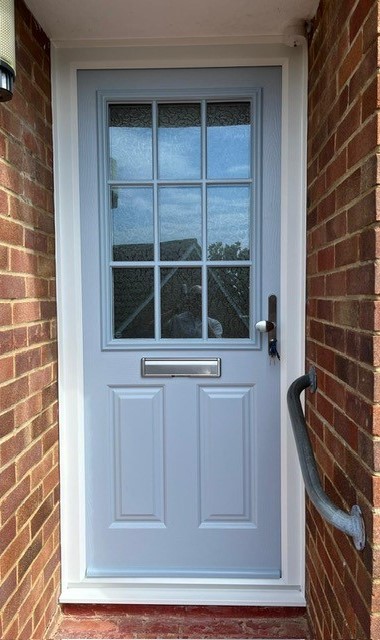 We recently installed this duck egg blue composite door.