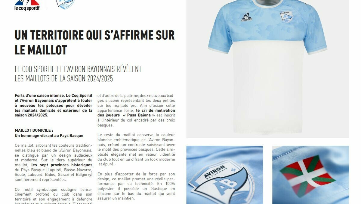 icipaysbasque's tweet photo. La communication sur les nouveaux maillots de l'Aviron Bayonnais Rugby Pro fait tache

➡️ https://t.co/VcQqmdJznR https://t.co/stjnWRe6oW
