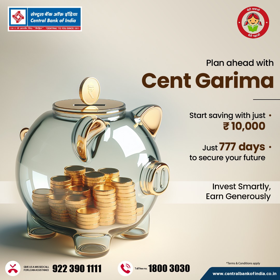 centralbank_in's tweet photo. Invest wisely with Cent Garima Term Deposit. Earn steady returns, Start saving for tomorrow, today!
#CentGarima #TermDeposit #CentralBankOfIndia #CentralToYouSince1911 https://t.co/oB8yRV6z1V