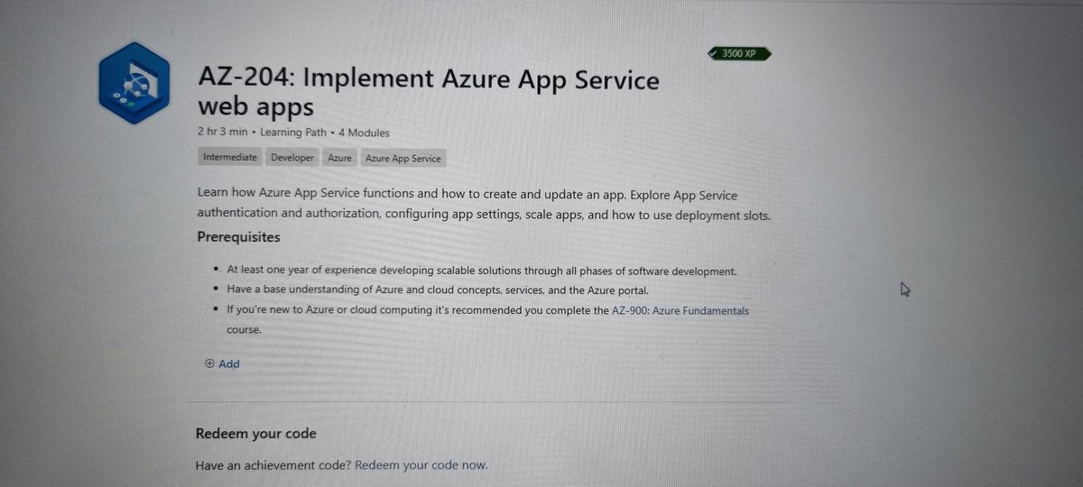 FabMan08's tweet photo. Road to Azure Developer Associate: 1/12 done!
 #LearningFriday #Azure https://t.co/2mZgEkvTj0