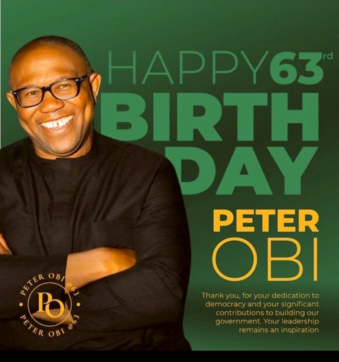 Aijay_006's tweet photo. Happy Birthday to my president. The true and legitimate President of Nigeria. The most humble, honest, compassionate, and relatable Nigerian public figure. 
Wishing you many more years!! 
Mr. PeterObi
🎂🍾🎉😍😍
#Julybaby #MrIntegrity #MrPrinciple https://t.co/7E6W9cIpJL