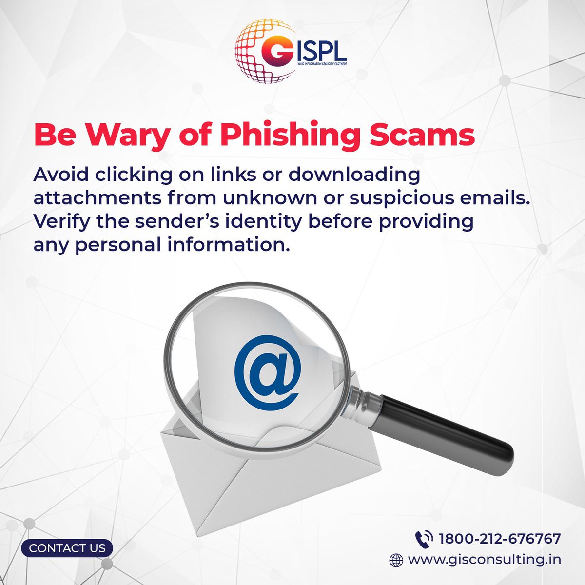 gispl_security's tweet photo. “Stay vigilant! 🚨 Phishing scams are on the rise. Always double-check emails and messages before clicking any links. If something feels off, don’t take the bait. Protect your personal information and stay safe online. 

#CyberSecurity #StaySafe #PhishingAwareness #cyberattacks https://t.co/kdoJtZdS1D