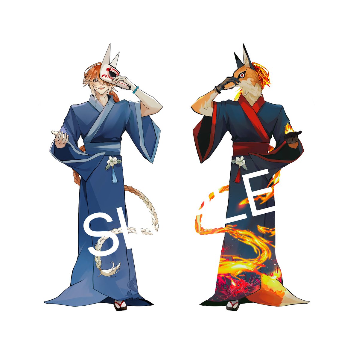 leaves_fish's tweet photo. 讓大家久等了QWQ 本應該在狐狸花嫁出現的立牌，因作業疏失導致現在才出現，真是非常抱歉 
兩款立牌皆為雙面 
凡是購買力牌者皆會贈送立牌小卡 
下方分別為Mystake及Q版Mysta，希望你們會喜歡 
如有想選購其他商品，表單皆有 
此為預購表單，填單日期至8月1日止
#狐狸花嫁
https://t.co/6xRIEyXlR2 https://t.co/bBOK7qn011