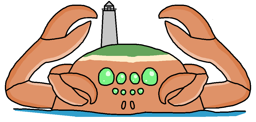 ZanyOnePip's tweet photo. Fake Lighthouse Crabomination

#Crab #Lighthouse #MonsterArt #CreatureArt #Drawing #Art #TaskforceLegends

Another eldritch horror known to the Taskforce, it uses it's lighthouse near shores to bait ships to it, then uses the ships (and the crewmates) as food. The lighthouse on it is NOT a natural formation, it was put there by a British sorcerer who captured a normal crab and turned it into this eldritch abomination (it's not a full blown Lovecraftian deity but still) then gave it a magical lighthouse, which appears to be a small island from afar.

The era this crab was used was in the Revolutionary War and the sorcerer who made it wanted to use it to help defeat the insurrection that would eventually create the US. The crab outlasted the war and was scared off the US coast after a large naval battle involving it where it sustained damage from a fight. When it failed on it's mission and the magic binding it to it's sorcerer was severed, it went rogue and destroyed ships of Spain and the newly formed US shipping boats, the Taskforce launched a mission to trick the crab into attacking well armed Taskforce Frigates near what is now Puerto Rico and It was killed in a battle with Taskforce Ships in 1792.

Inspired by the Dreadlight Monstrosity MTG Card of the Innistrad Crimson Vow set. Crabomination is a portmanteau of "Crab" and "Abomination".

Drawn in FireAlpaca. The giant crab is poking out of the Ocean water. Follow my Twitter and other pages for more Taskforce Legends art and let's plays examining video game mods.