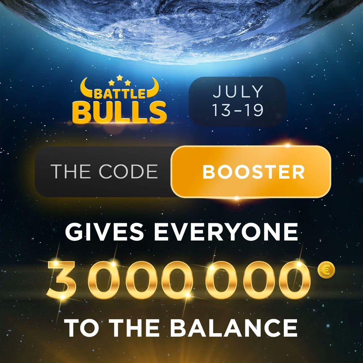 Battle__Games's tweet photo. 🔥 LAST DAY FOR THE BOOSTER PROMO CODE for +3,000,000 Game Euros 🔥

🔶 Don’t miss this opportunity! Keep spreading the word about BATTLE BULLS to all your friends and get special rewards 🔥

Join the Battle Bulls game bot: https://t.co/oGHGBCvVvj
#battle_games #battlebulls https://t.co/dFnAmOTmOP