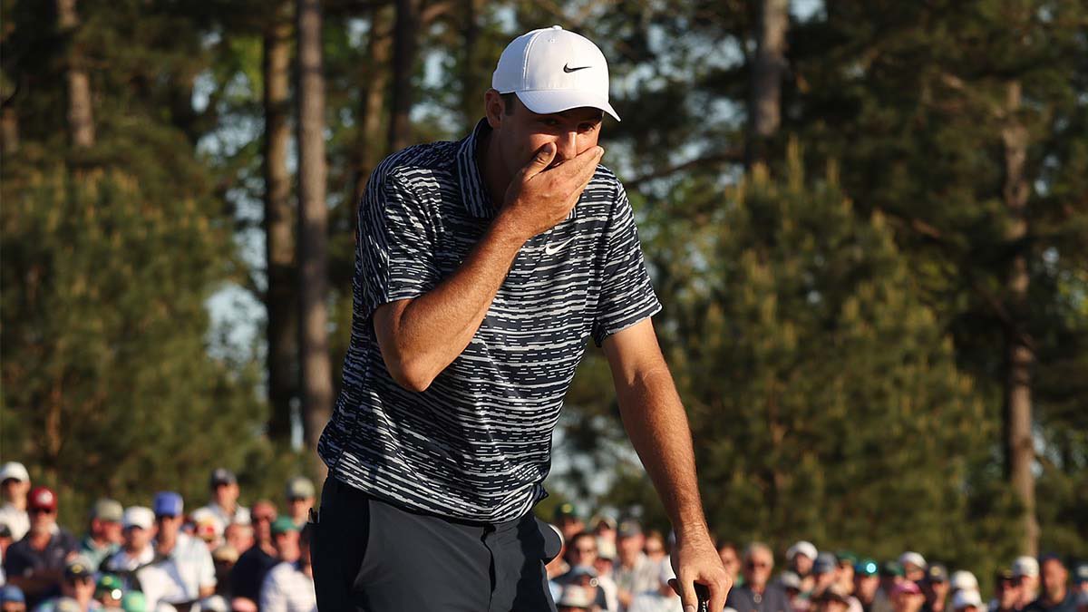 KVanValkenburg's tweet photo. My favorite Scottie Scheffler reaction is when he lips out a putt and he looks like he just watched a deer get hit by a car. https://t.co/TWmQ0Lkgcg