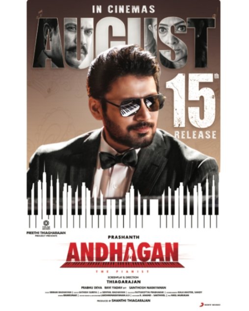 Thiagarajan (@actorthiagaraja) on Twitter photo Excited to announce the WORLDWIDE RELEASE of #AndhaganThepianist on August 15th .
<a href="/actorprashanth/">Prashanth</a> #Karthik <a href="/SimranbaggaOffc/">Simran</a> <a href="/PriyaAnand/">Priya Anand</a> <a href="/thondankani/">P.samuthirakani</a> <a href="/iYogiBabu/">Yogi Babu</a> #Andhagan
#Andhagan #AndhaganThePianist #tsp Excited to announce the WORLDWIDE RELEASE of #AndhaganThepianist on August 15th .
<a href="/actorprashanth/">Prashanth</a> #Karthik <a href="/SimranbaggaOffc/">Simran</a> <a href="/PriyaAnand/">Priya Anand</a> <a href="/thondankani/">P.samuthirakani</a> <a href="/iYogiBabu/">Yogi Babu</a> #Andhagan
#Andhagan #AndhaganThePianist #tsp
