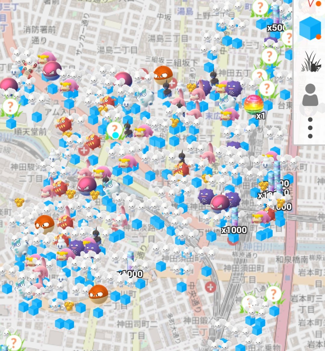 みんポケの共有マップで、ワッカネズミのタスクが多く投稿されており