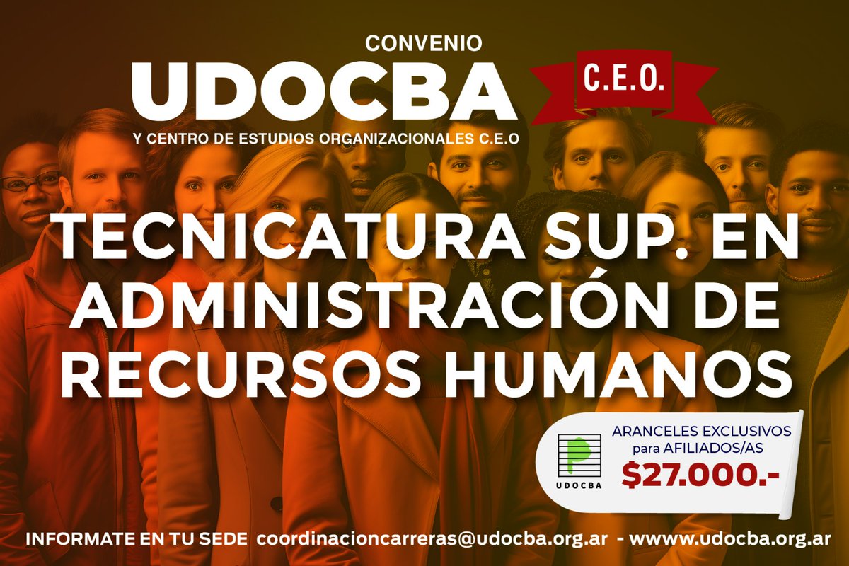 udocbacentral's tweet photo. 📚¡Estás a un paso de avanzar en tu formación! UDOCBA, en convenio con el Centro de Estudios Organizacionales, ofrece Tecnicaturas con aranceles exclusivos para nuestras/os afiliadas/os. 

🗒Consulta en tu sede o contactanos a coordinacioncarreras@UDOCBA.org.ar https://t.co/MrV10sG6Yz