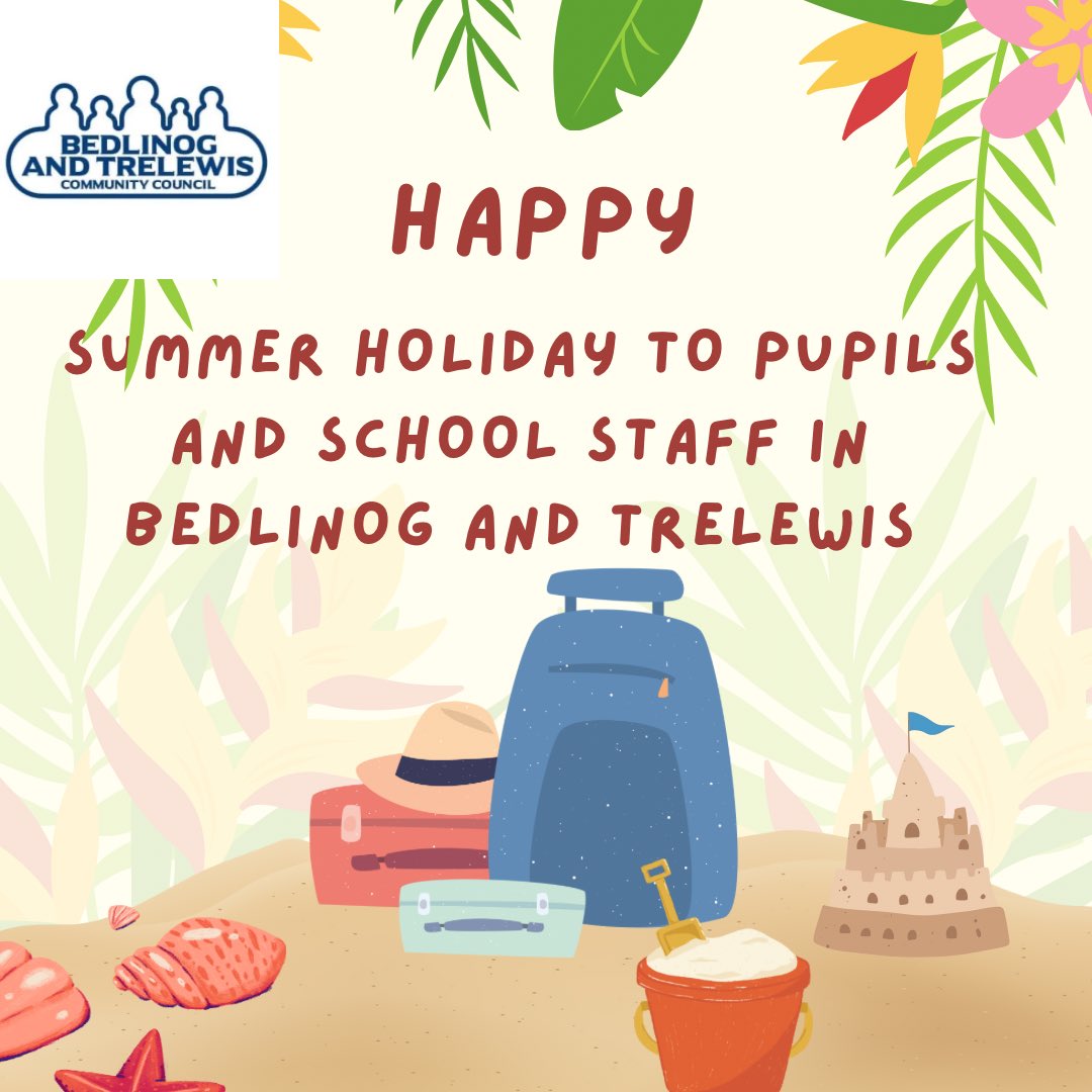 BTComCouncil's tweet photo. ☀️ Wishing all pupils and school staff in Bedlinog and Trelewis a happy summer holiday, on their last day of term.

☀️ We hope you all enjoy your break, and fingers crossed for more nice weather for you to enjoy. https://t.co/m0flGuHuNO