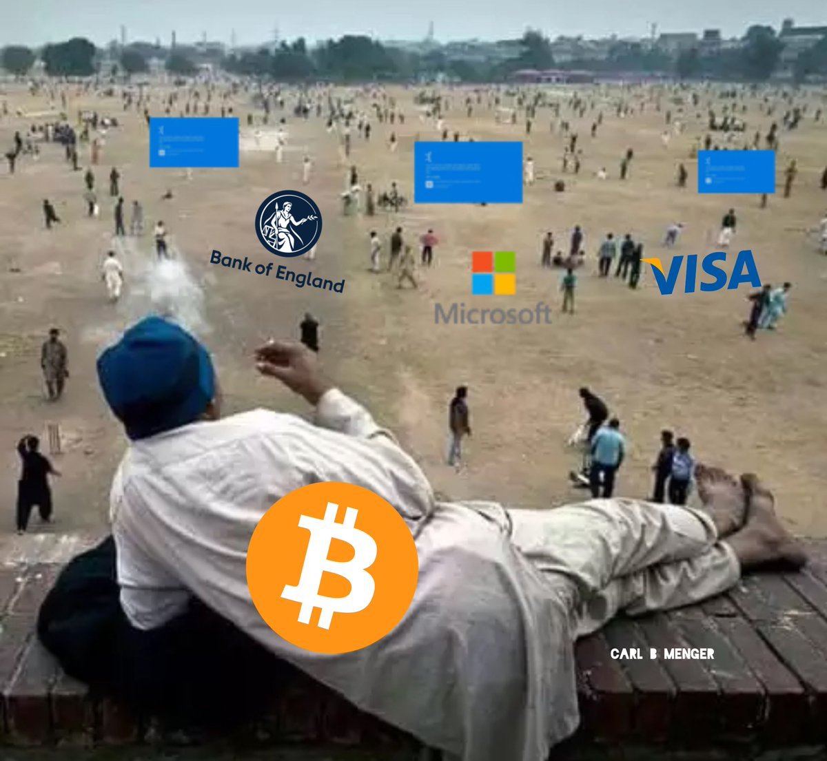 LarkDavis's tweet photo. Microsoft outage took down banks, airlines, trains, and even 911 services.

Another reminder that a single point of failure can cause chaos.

That's why we need decentralization.

When was the last time the #Bitcoin network went down? https://t.co/ZVEqLxbfAt