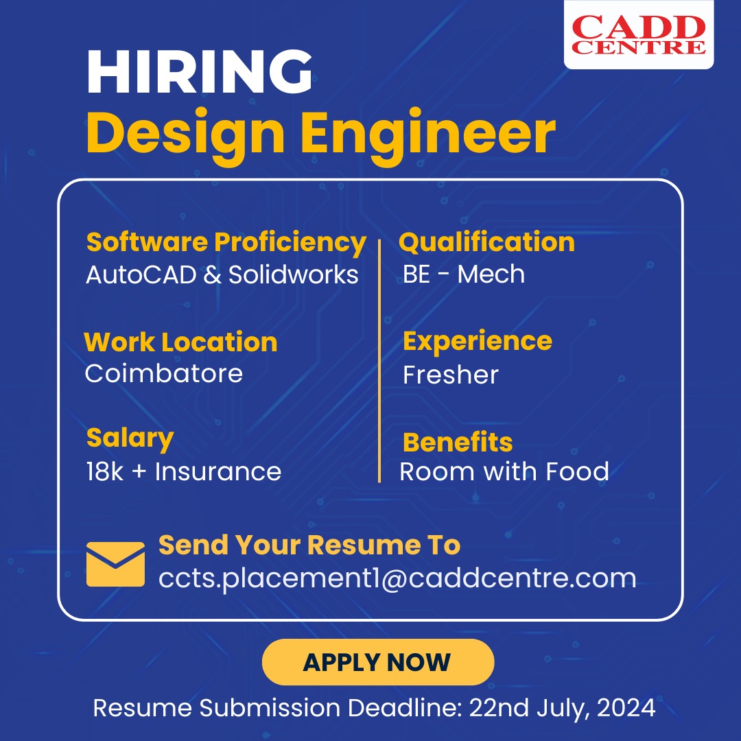 CADDCentretvl's tweet photo. Job #reference #job #interview #Autocad #solidworks_modeling #mech #software #wanted https://t.co/EMJEAXJrmF https://t.co/H5QpNoAnJz