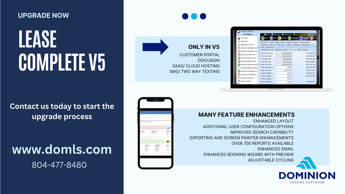 dominionls's tweet photo. Upgrading to the latest software version is key to unlocking new feature enhancements and boosting efficiency. #FeatureUpgrades #TechInnovation #bestleaseaccountingsoftware #transportationindustry #assetmanagementsoftware #equipmentfinance #accountingandfinance https://t.co/Lr2dvjeI1b
