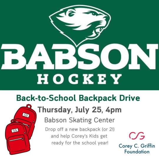 Babson Hockey (@babsonhockey) on Twitter photo Please help us help the <a href="/CoreyFoundation/">Corey C Griffin Foundation</a> support kids this school year
Retweets appreciated! Please help us help the <a href="/CoreyFoundation/">Corey C Griffin Foundation</a> support kids this school year
Retweets appreciated!