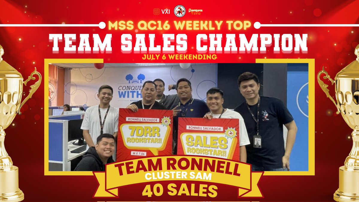 ppaulv_'s tweet photo. "May we all not get tired in serving the best for our customers"
Presenting MSS QC16 Weekly Top Team 7DRR Rockstar and Sales Champion for the Weekending July 6! @Dee_Bennett1
@gleekyG
#DeeBest
#MSSQC16
#MSSFearlessBulls
#MBCGoodStuff
#VXIPH
#LifeatATT https://t.co/wySYhFqigv