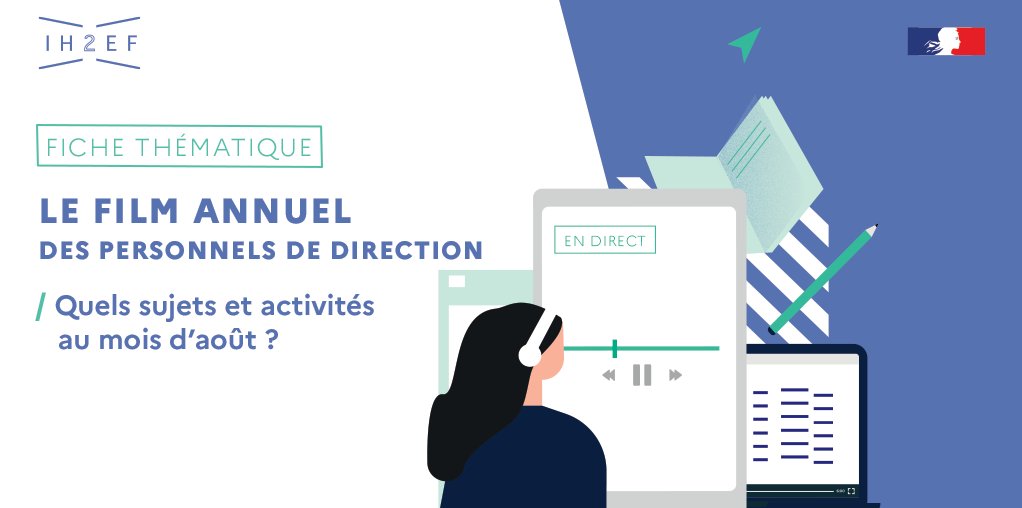 Ih2ef's tweet photo. 🏫Personnels de direction des #collèges et #lycées, vous préparez la #rentrée depuis déjà quelques semaines : quels sont les sujets clés à traiter en août ?
Retrouvez toutes vos activités du mois dans les fiches du Film annuel de l'@Ih2ef
🔗https://t.co/jY3oNui76X https://t.co/iaWNuRIGJ3