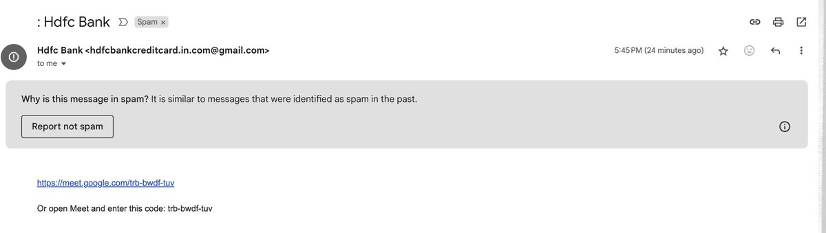 KumarGa27989579's tweet photo. This email I received and the person asked me to join a meet and share all details. Please check is this authentic ? https://t.co/wrDFkrJE6a