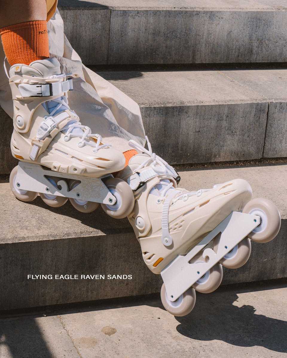 Flying Eagle RAVEN Sands - The perfect companion for your summer adventures ✨ 

 Now available worldwide in sizes 36-46EU.  

#FlyingEagleSkates #FlyingEagleRAVEN #InlineSkating