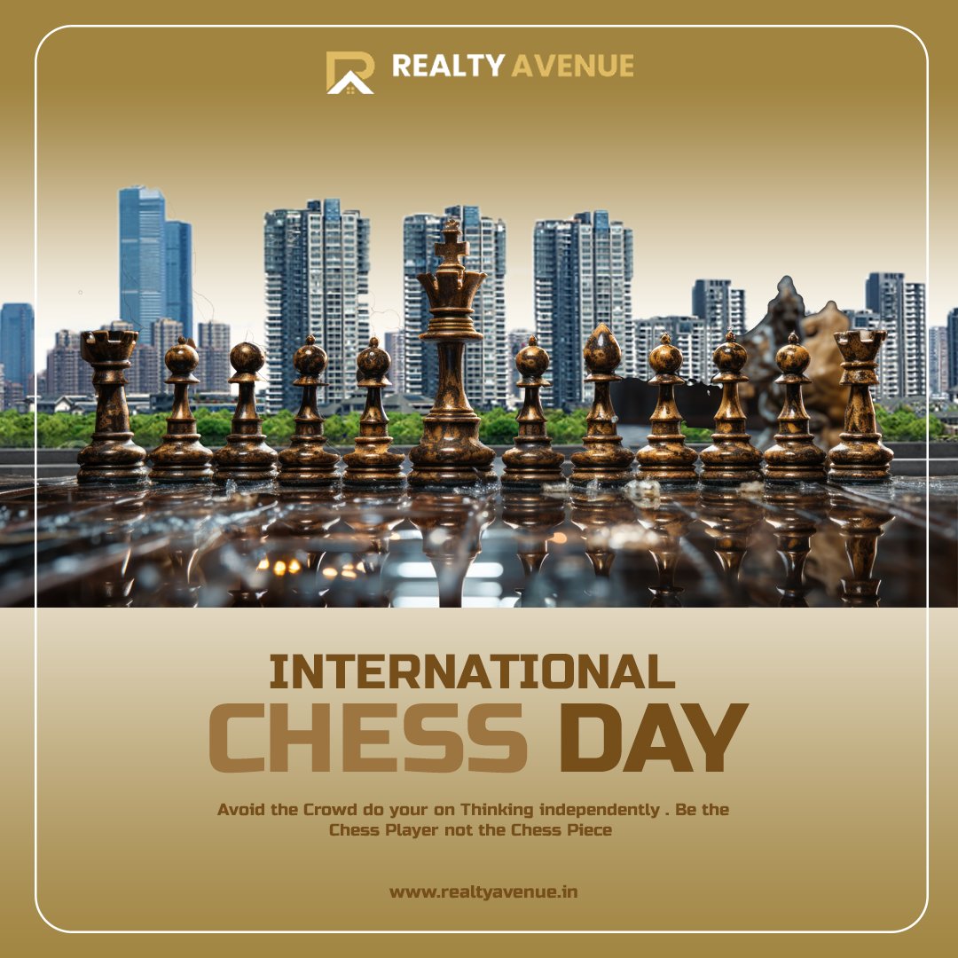 RealtyAvenueIN's tweet photo. "Wishing a Happy International Chess Day to everyone who appreciates the art, science, and sport of chess!

#HappyInternationalChessDay #Chess #ChessDay# #Chess #ChessDay#realtyavenue#realestate# https://t.co/7NPZct1DFG