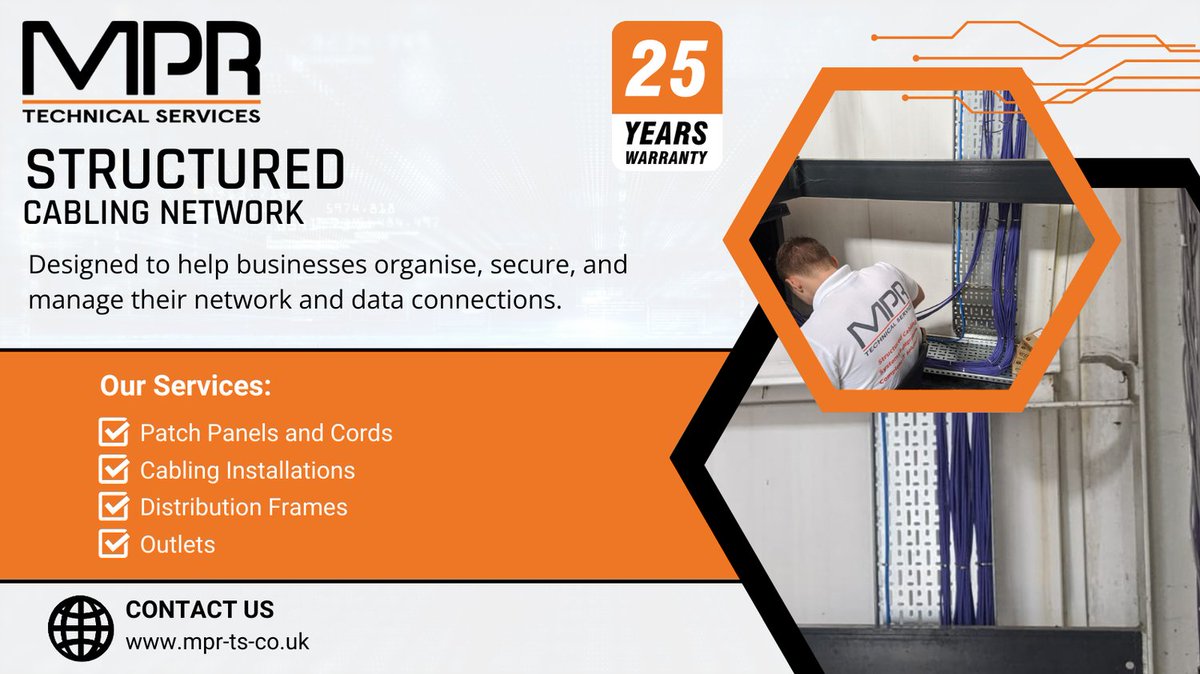 MPR_Technical's tweet image. Experience peace of mind with MPR Technical Services! Our structured cabling solutions are backed by a 25-year warranty from top manufacturers. #QualityAssurance #StructuredCabling #MPRTech

mpr-ts.co.uk/structured-cab…