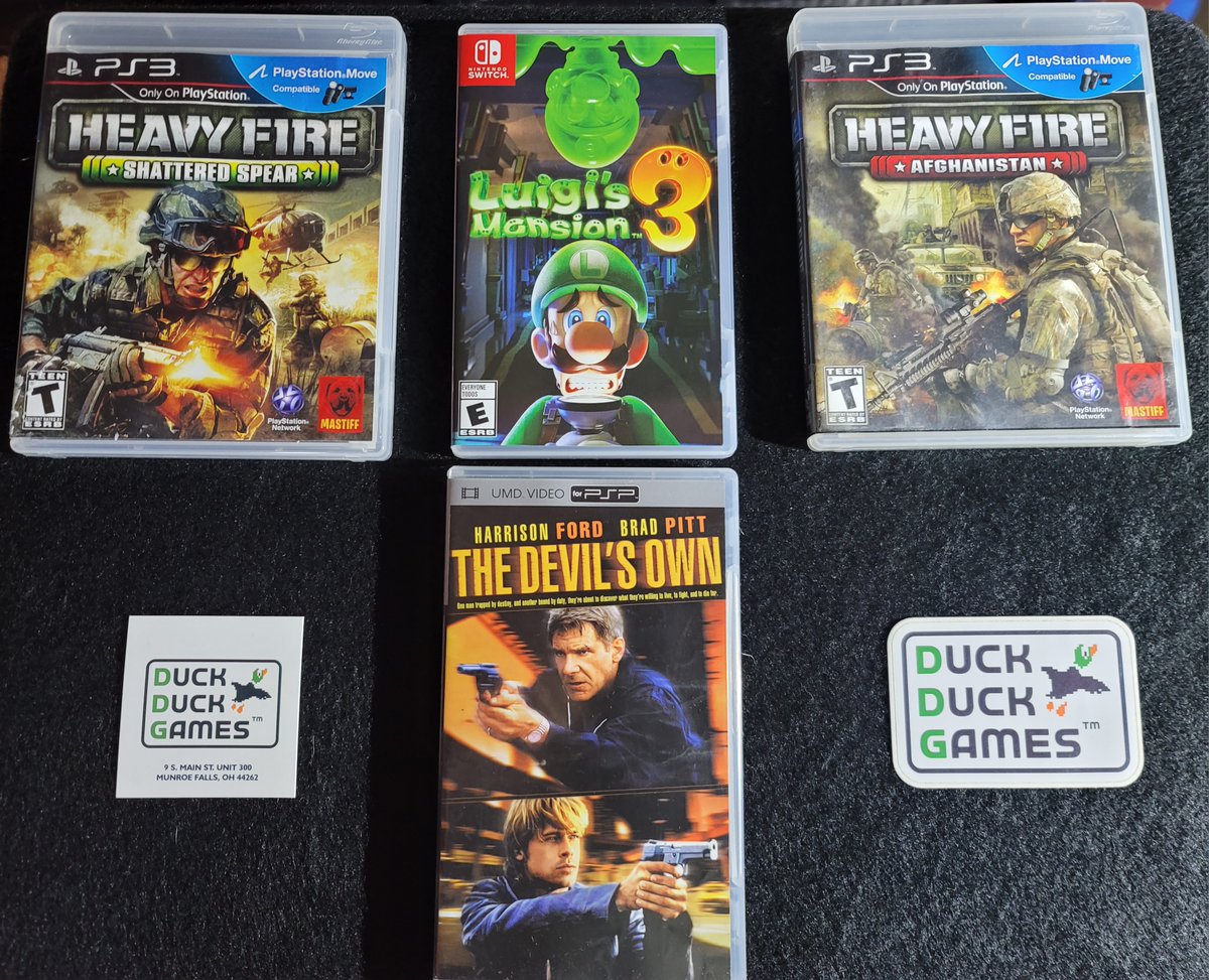 retrowildlands's tweet photo. It's been a while since I've been able to make the trip to Duck Duck Games in Monroe Falls OH! #LuigisMansion3 looks awesome and I love adding more movies to my #PSP collection! Never heard of these Heavy Fire on #PS3 games so we'll see! I'm a sucker for #firstpersonshooters... https://t.co/tXsbze7qj6