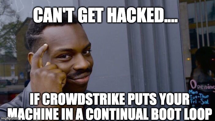 wetfdstamp's tweet photo. My Crowdstrike memes for today. #CrashStrike https://t.co/U5VvvqeQG6