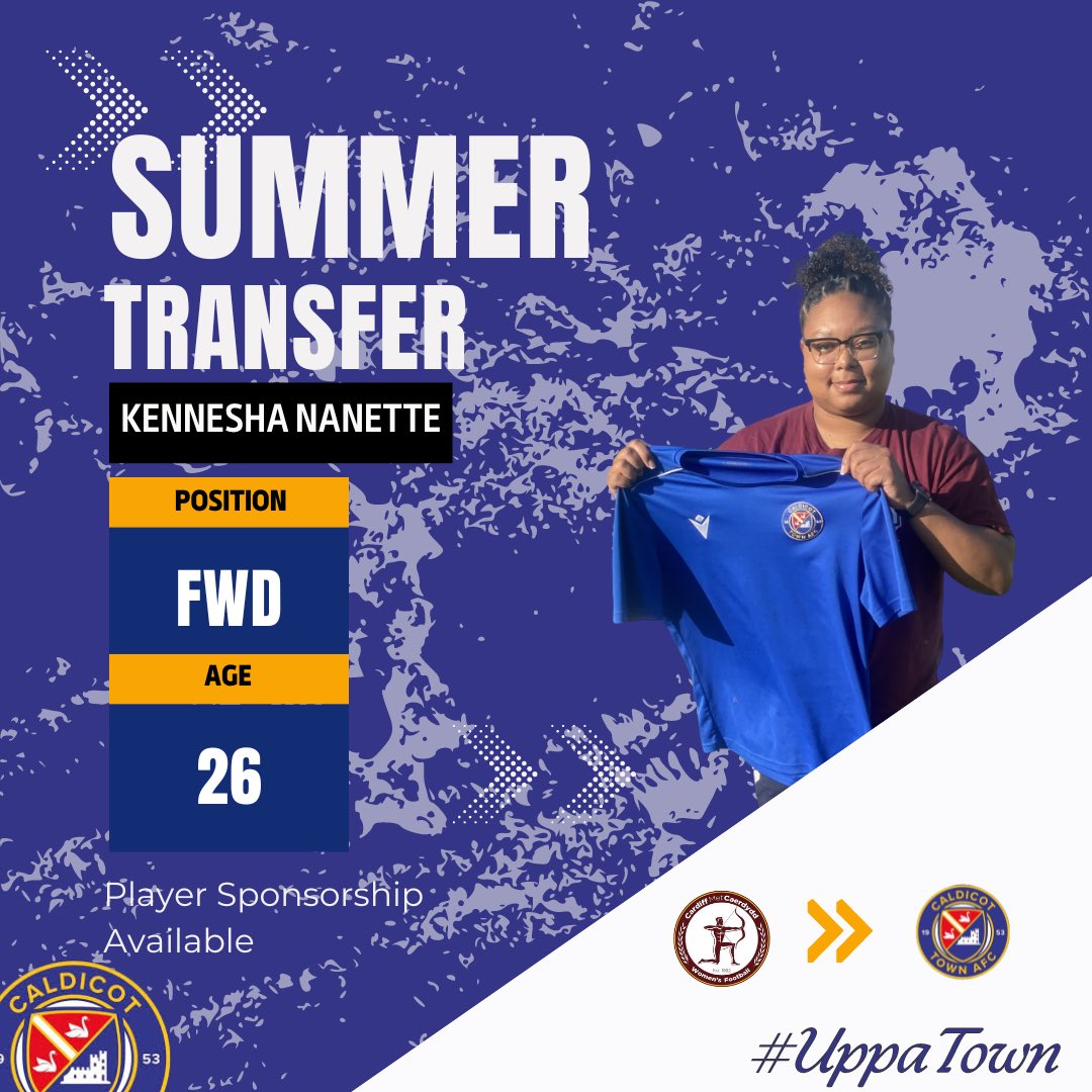 CaldicotLadyFC's tweet photo. Welcome to Kennesha Nanette who is our 3rd signing of the summer. Neesh joins us from @CardiffMetWFC where she spent a number of years in the @AdranLeagues Prem. 
Adding more firepower to our attack for the season ahead! 

Welcome to the club! 🔵 #UppaTown https://t.co/1uIGyQIzqe